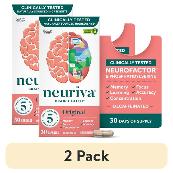 (2 pack) Neuriva Original Brain Health Supplement, Support for Memory and Focus, 30 count Capsules