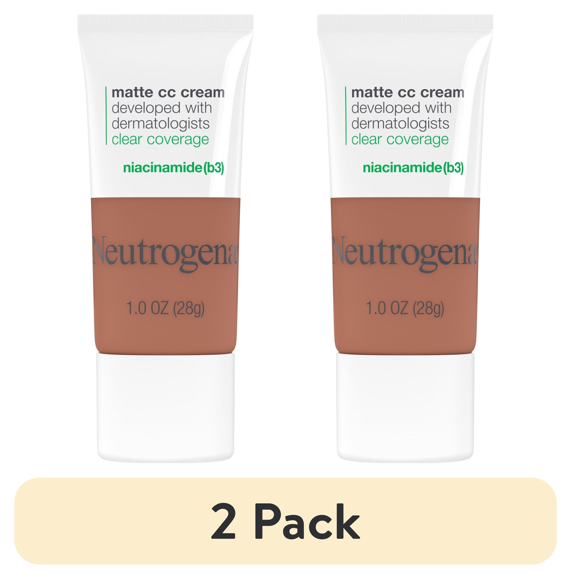 (2 pack) Neutrogena Clear Coverage Flawless Matte CC Cream, Amber, 1 oz
