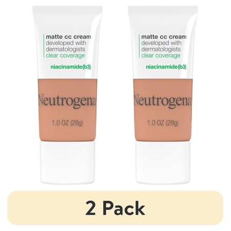 (2 pack) Neutrogena Clear Coverage Flawless Matte CC Cream, Fawn, 1 oz