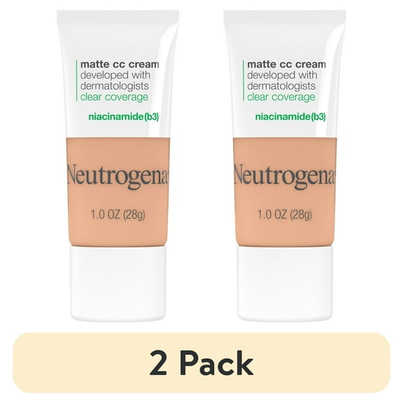 (2 pack) Neutrogena Clear Coverage Flawless Matte CC Cream, Sand, 1 oz