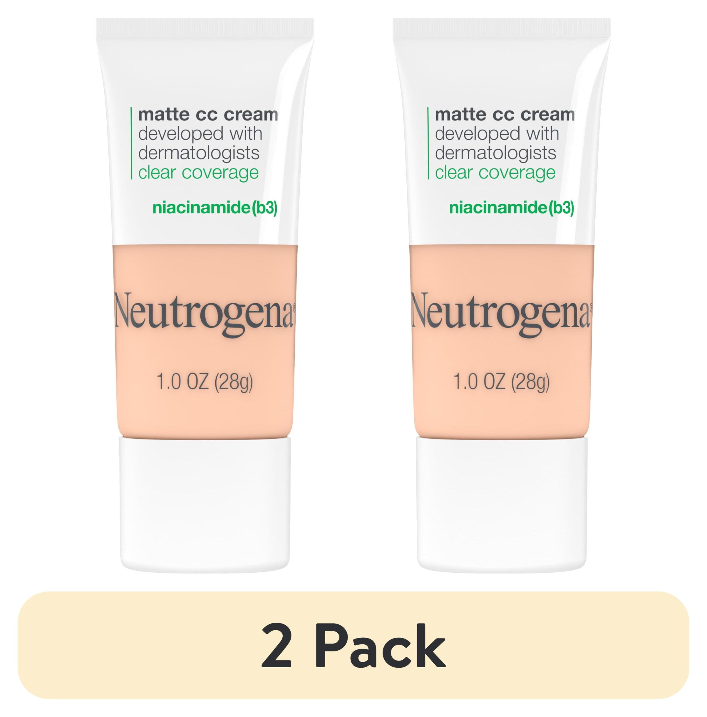 (2 pack) Neutrogena Clear Coverage Flawless Matte CC Cream, Shell, 1 oz