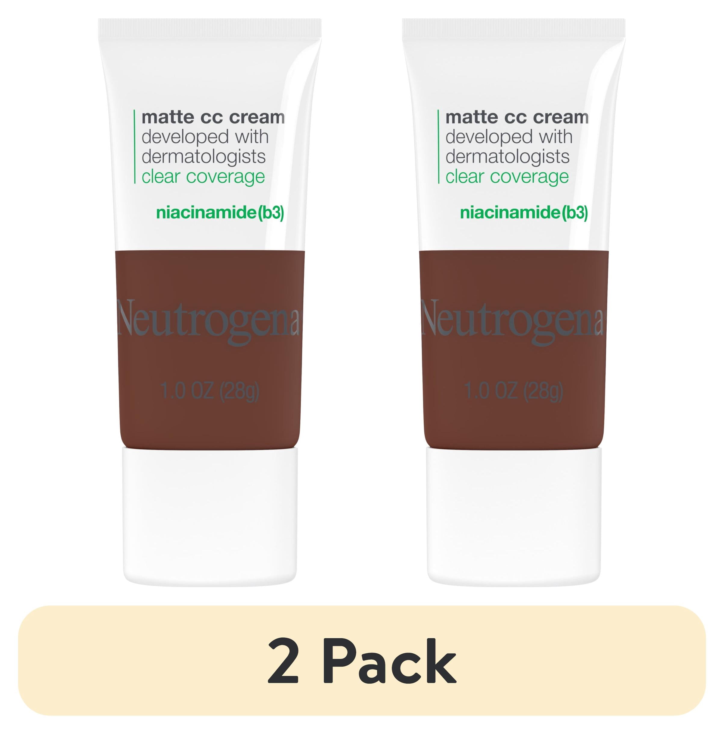 (2 pack) Neutrogena Clear Coverage Flawless Matte CC Cream, Sienna, 1 oz