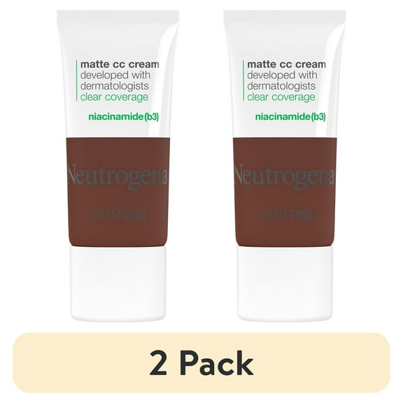 (2 pack) Neutrogena Clear Coverage Flawless Matte CC Cream, Sienna, 1 oz