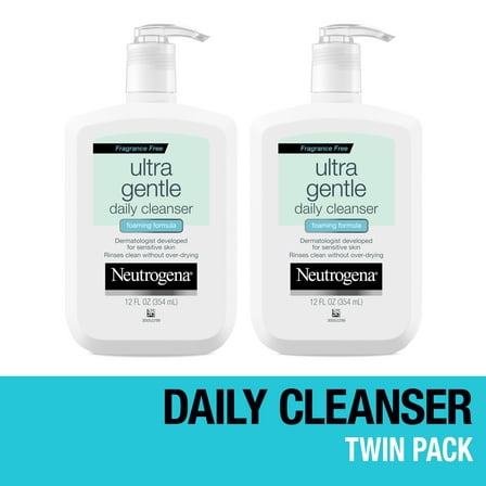 (2 pack) Neutrogena Ultra Gentle Daily Foaming Facial Cleanser, 12 fl. oz