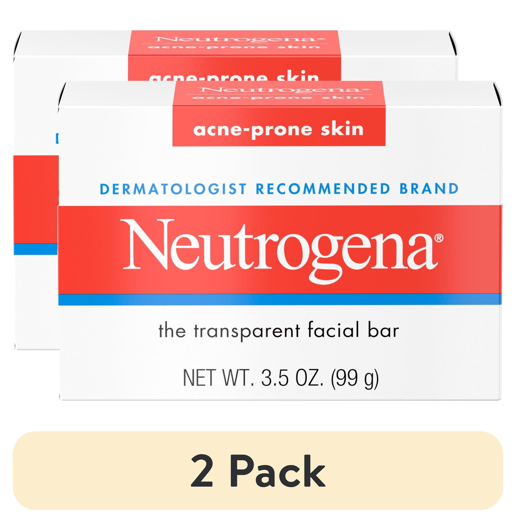 (2 pack) Neutrogena Acne Face Wash Bar, Acne Treatment for Acne-Prone Skin, Facial Cleanser, 3.5 oz
