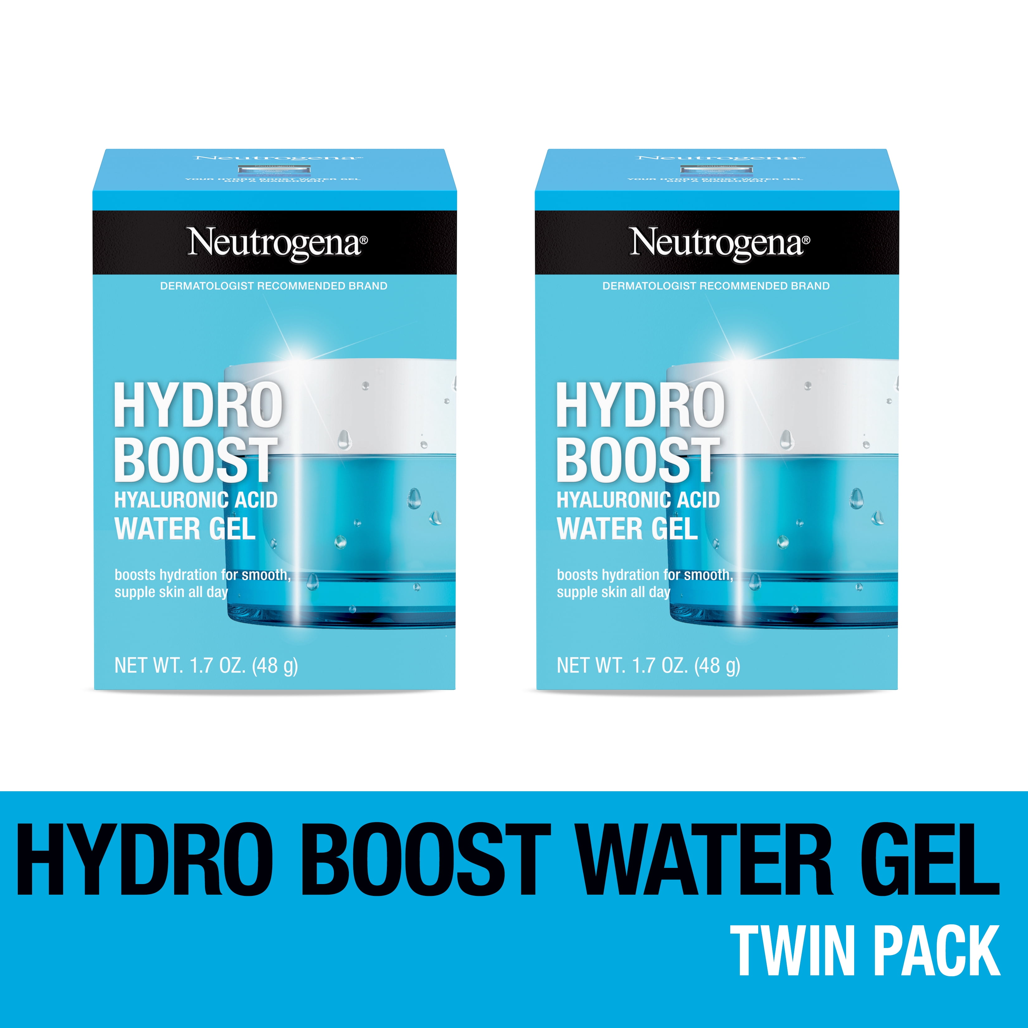 (2 pack) Neutrogena Hydro Boost Water Gel Face Moisturizer Lotion with Hyaluronic Acid, 1.7 oz