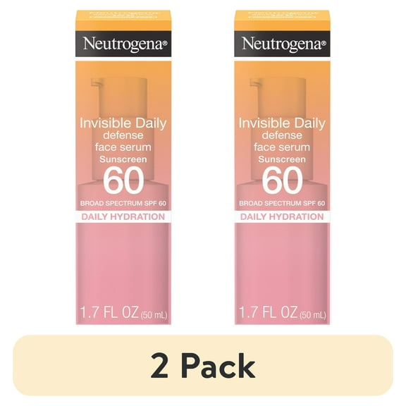 (2 pack) Neutrogena Invisible Daily Defense Face Serum with SPF 60, 1.7 fl. oz