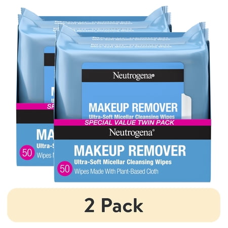 (2 pack) Neutrogena Makeup Remover Wipes, 2 Pack of 25 Count