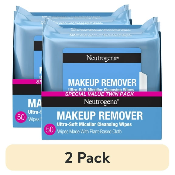 (2 pack) Neutrogena Makeup Remover Wipes and Face Cleansing Towelettes, 25 Count, (2 Pack)