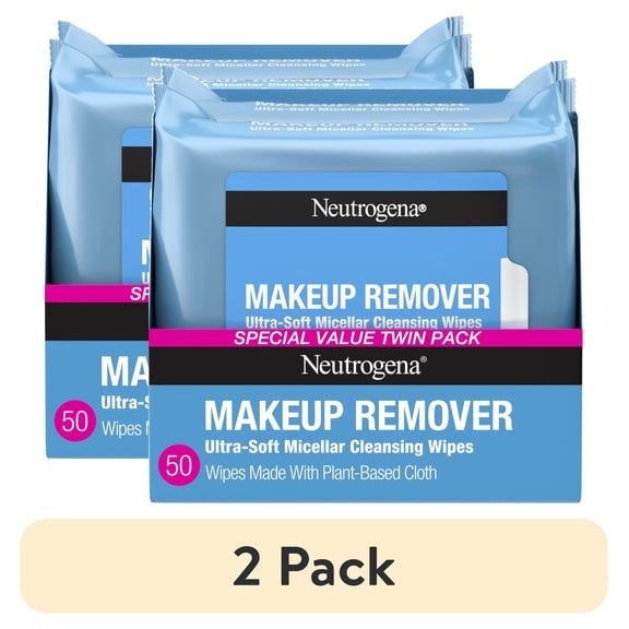 (2 pack) Neutrogena Makeup Remover Wipes, 2 Pack of 25 Count