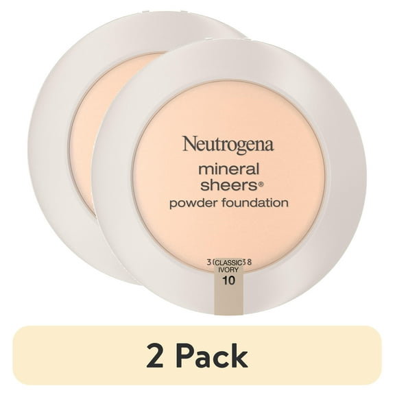 (2 pack) Neutrogena Mineral Sheers Powder Foundation, Classic Ivory 10,.34 oz
