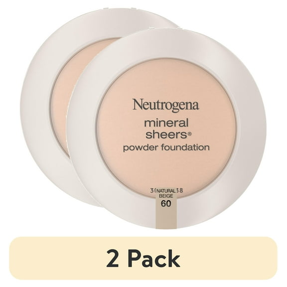 (2 pack) Neutrogena Mineral Sheers Powder Foundation, Natural Beige 60,.34 oz