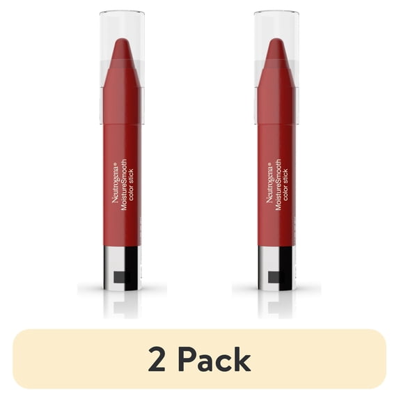 (2 pack) Neutrogena MoistureSmooth Color Stick Lipstick, Classic Red,.011 oz