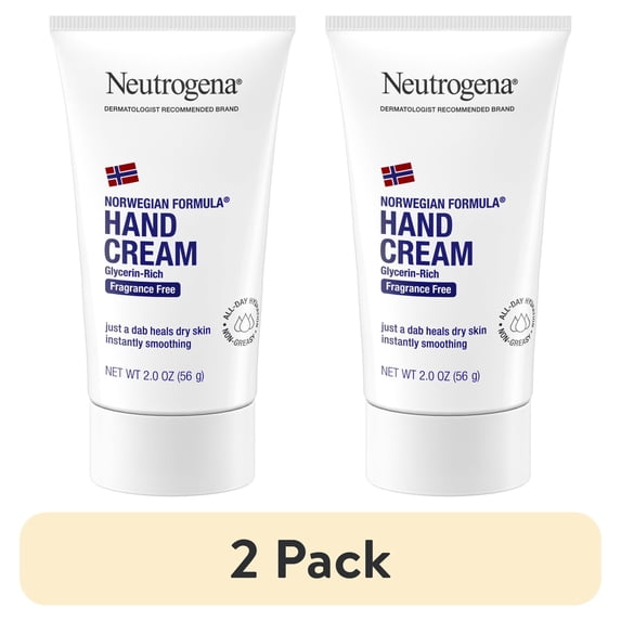 (2 pack) Neutrogena Norwegian Formula Hand Cream, Fragrance-Free Cream for Dry Hands & Body, 2 oz