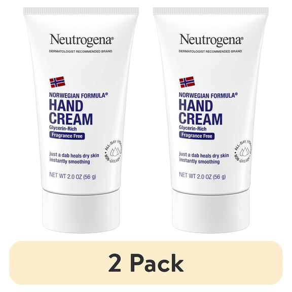 (2 pack) Neutrogena Norwegian Formula Hand Cream, Fragrance-Free Cream for Dry Hands & Body, 2 oz