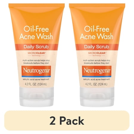 (2 pack) Neutrogena Oil-Free Face Scrub, Salicylic Acid Acne Face Wash & Acne Treatment, 4.2 fl oz