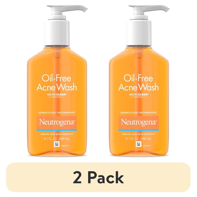 Sol Acid (2 pack) Neutrogena Oil-Free Acne Face Wash, Salicylic Acid Facial ...