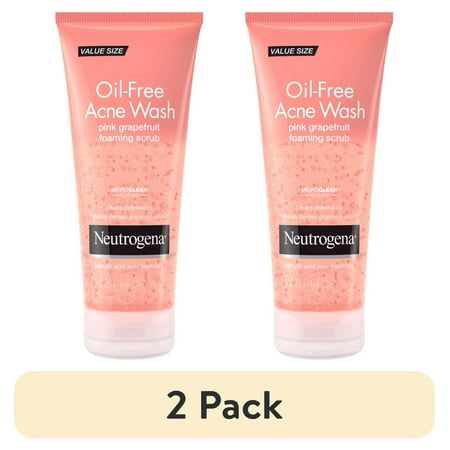 (2 pack) Neutrogena Oil-Free Pink Grapefruit Face Scrub, Salicylic Acid Acne Face Wash, 6.7 fl oz