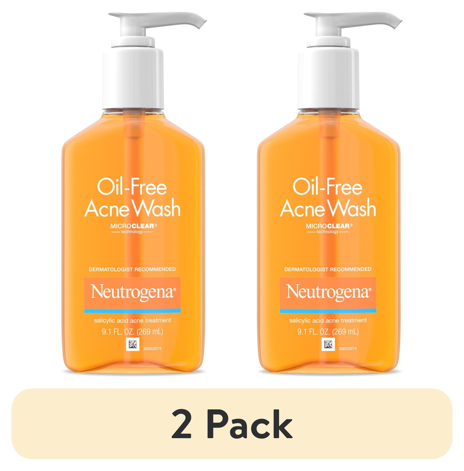 (2 pack) Neutrogena Oil-Free Acne Face Wash, Salicylic Acid Facial Cleanser & Acne Treatment, 9.1 fl oz