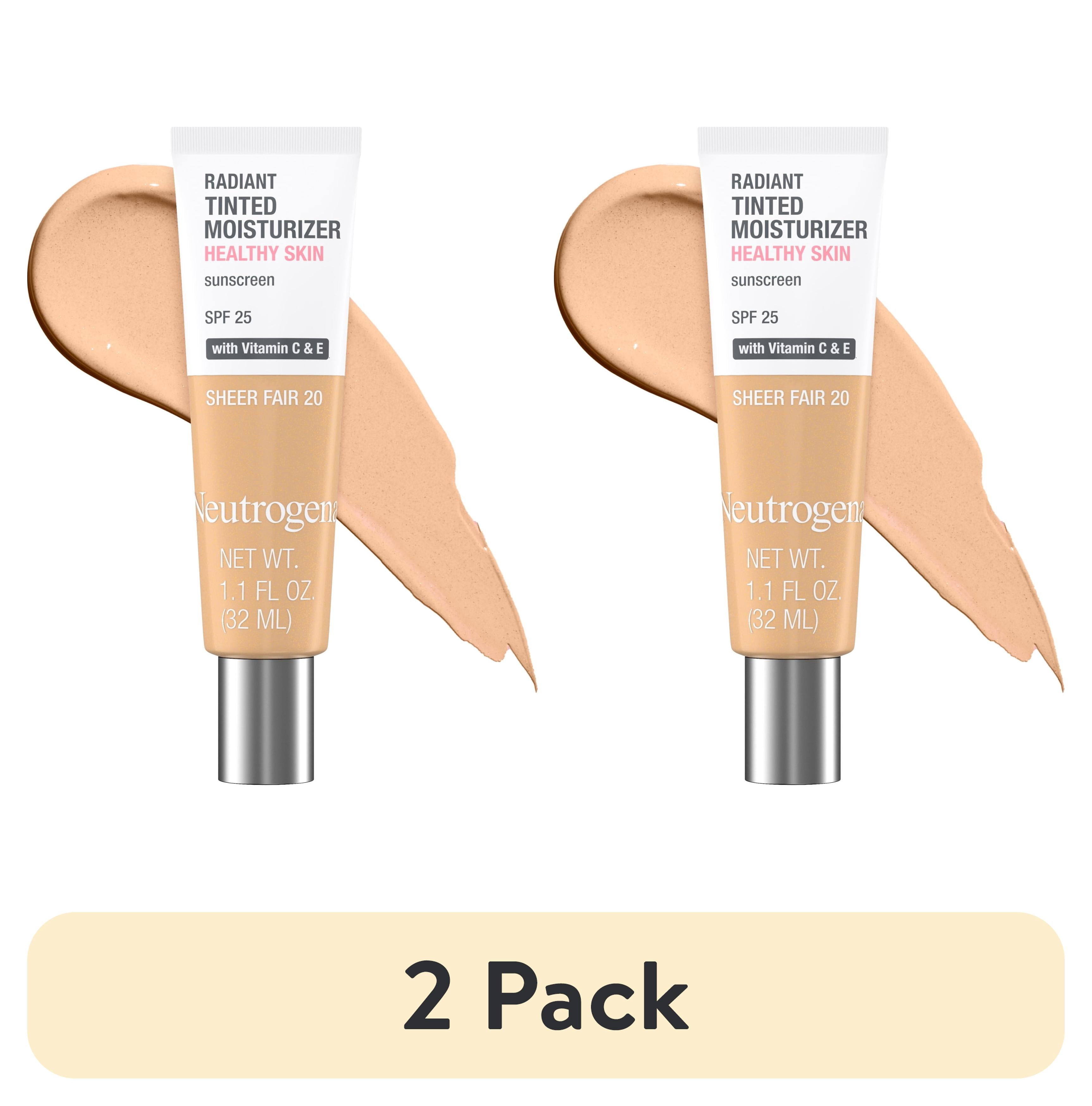 (2 pack) Neutrogena Radiant Tinted Face Moisturizer, Sheer Fair 20, 1.1 fl. oz