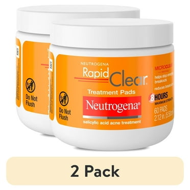 (2 pack) Neutrogena Rapid Clear Maximum Strength Acne Treatment Pads, 60 Ct