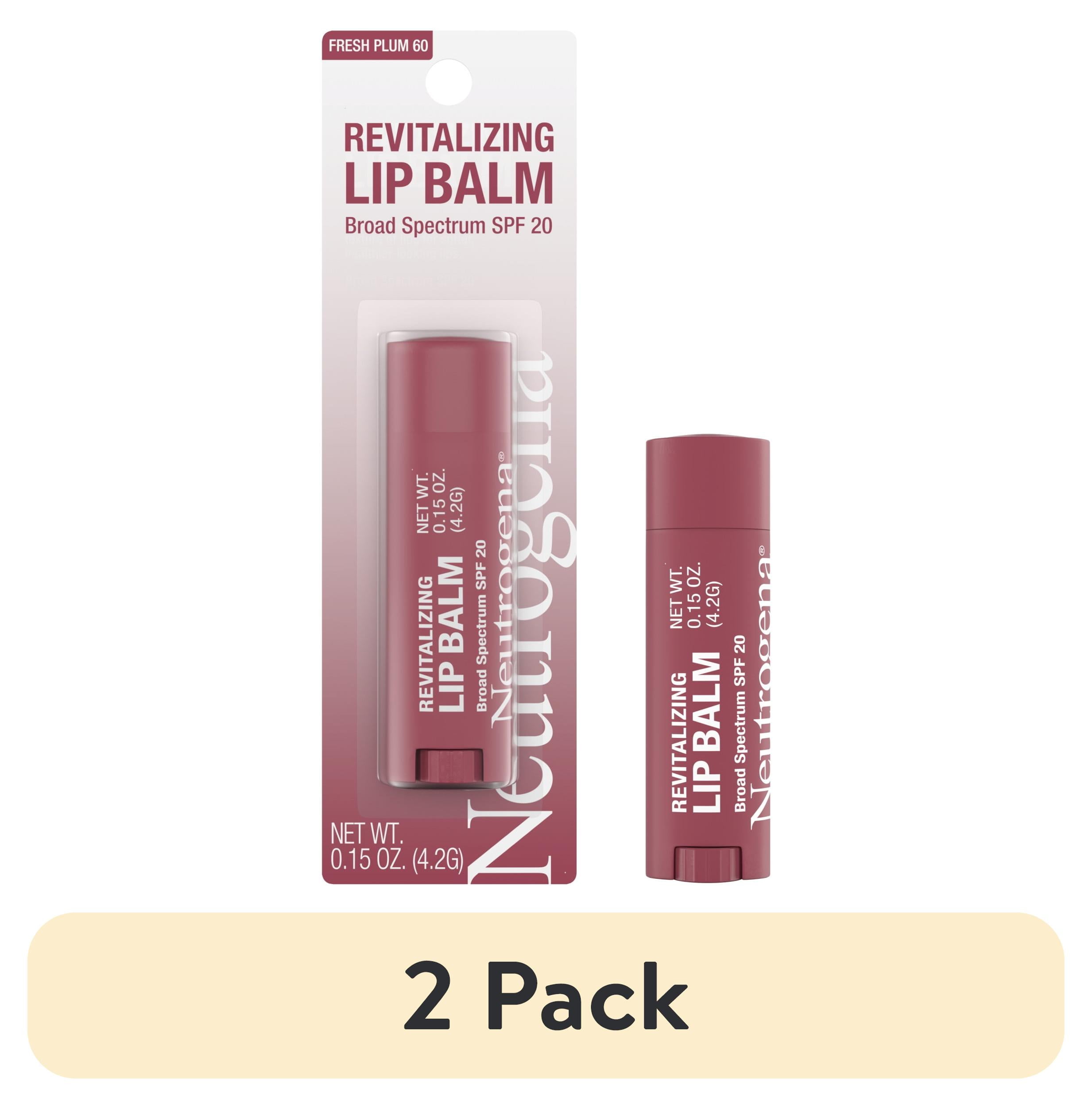 (2 pack) Neutrogena Revitalizing Tinted Lip Balm, SPF 20, Sheer Fresh Plum, .15 oz