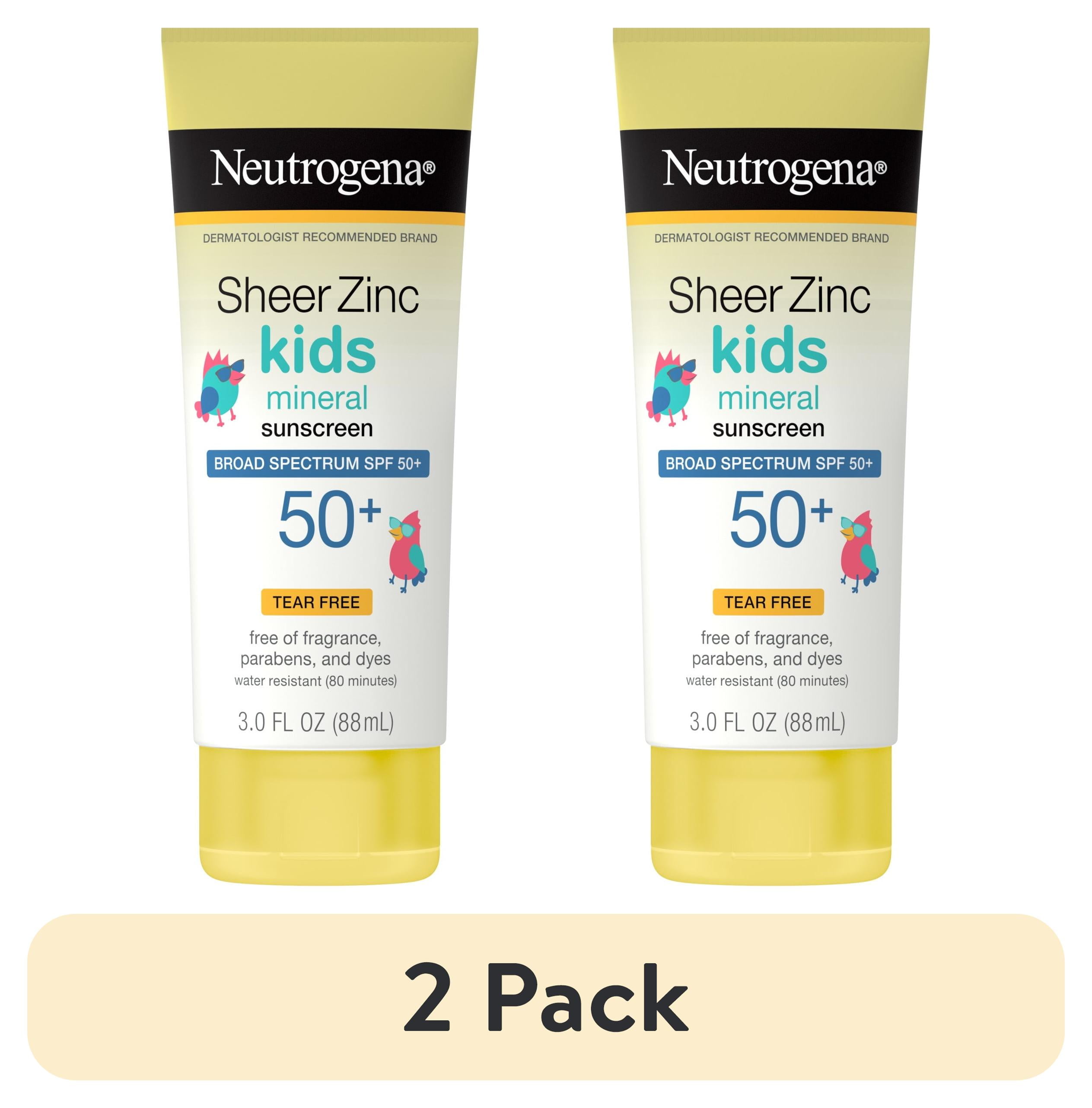 (2 pack) Neutrogena Sheer Zinc Kids Mineral Sunscreen Lotion SPF 50+, 3 fl. oz