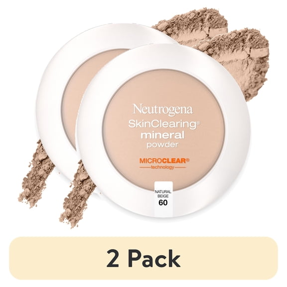 (2 pack) Neutrogena SkinClearing Pressed Acne Powder, Natural Beige 60,.38 oz