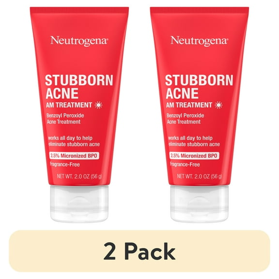 (2 pack) Neutrogena Stubborn Acne AM Treatment with Benzoyl Peroxide, 2.0 oz