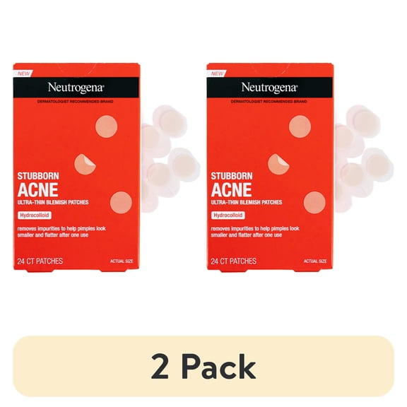 (2 pack) Neutrogena Stubborn Acne Pimple Patches, Hydrocolloid Patches Acne Treatment, 24 Count