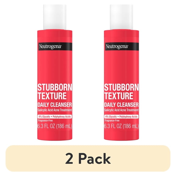 (2 pack) Neutrogena Stubborn Texture Daily Acne Facial Cleanser, 6.3 fl. oz