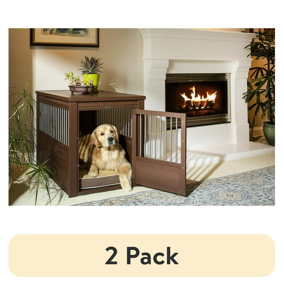 (2 pack) New Age Pet ECOFLEX® InnPlace Dog Crate & End Table, Indoor Furniture Style Pet Kennel