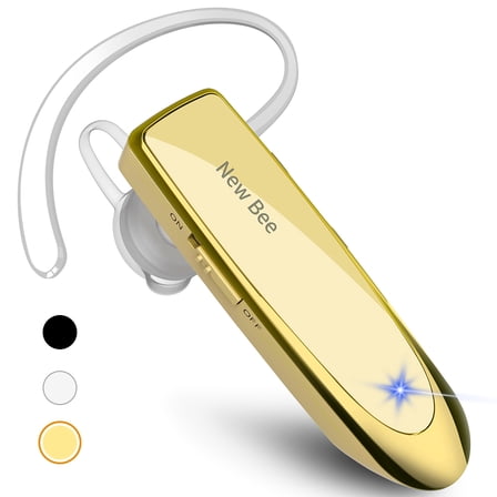 (2 pack) New Bee Bluetooth Headset 24Hrs Talk Time 60 Days Standby Wireless Earpiece with Microphone, Gold