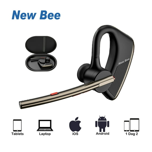 (2 pack) New Bee Bluetooth Headset M50 Wireless Noise Cancelling Earpiece for Cell Phone