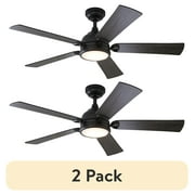 2 pack Better Homes & Gardens 52" Black Modern Ceiling Fan LED Light, 5 Reversible Blades Remote Included