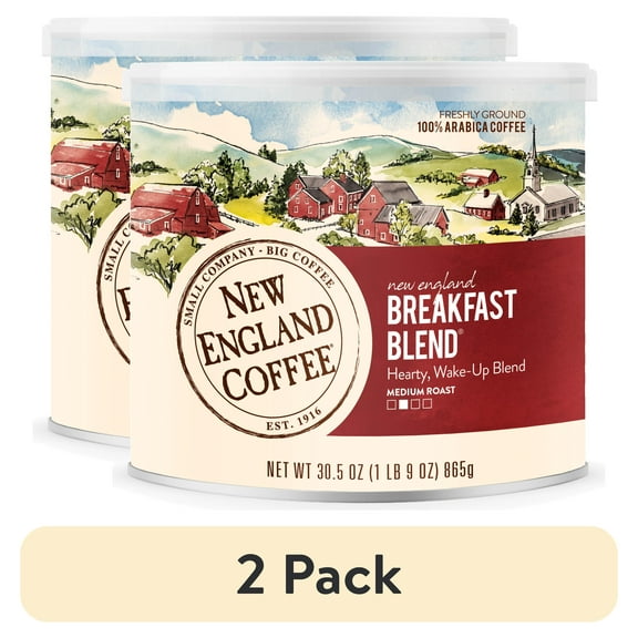 (2 pack) New England Coffee Breakfast Blend Ground Coffee, 30.5 oz. Can