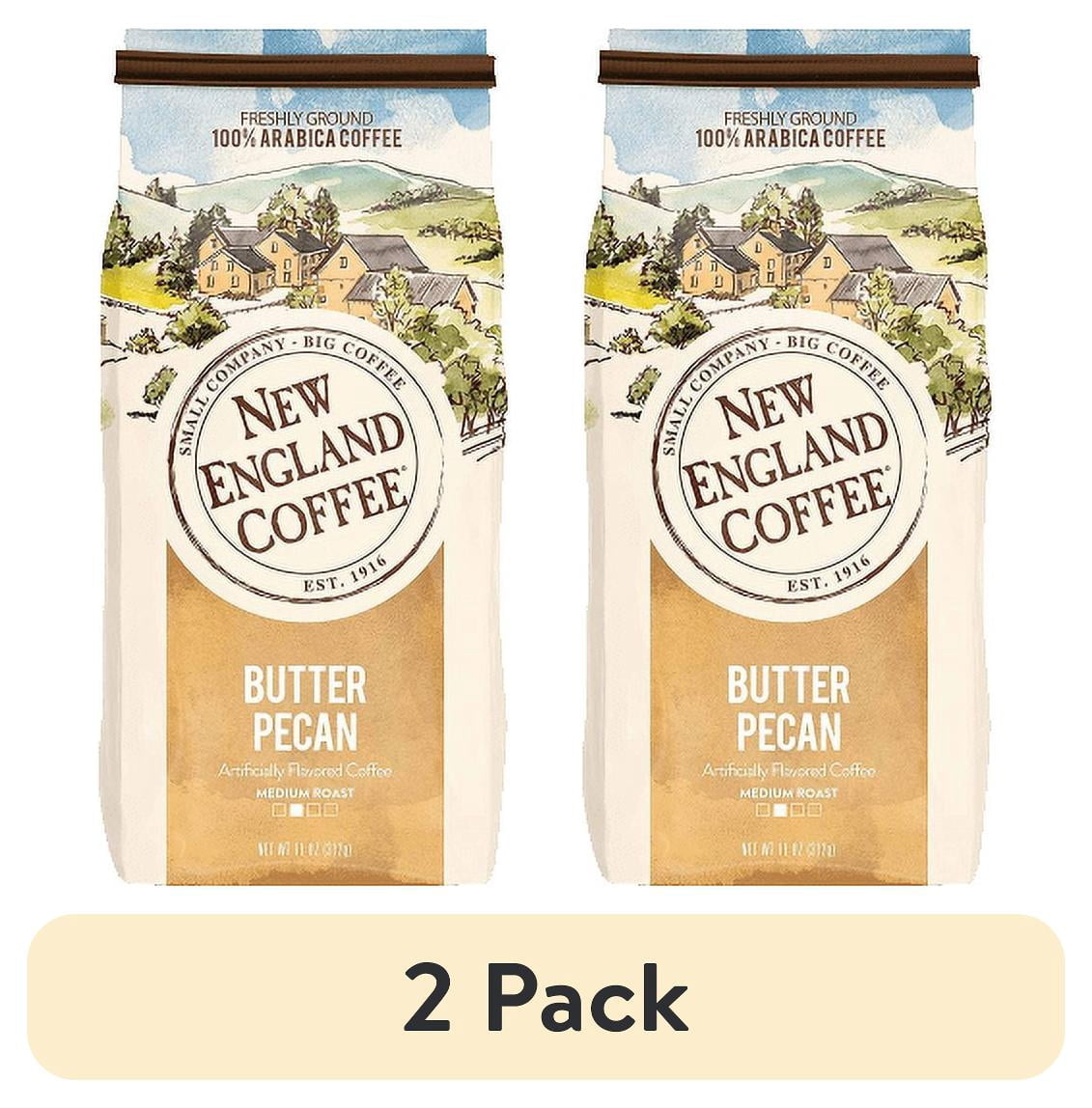 (2 pack) New England Coffee Butter Pecan, Ground Coffee, 11 oz