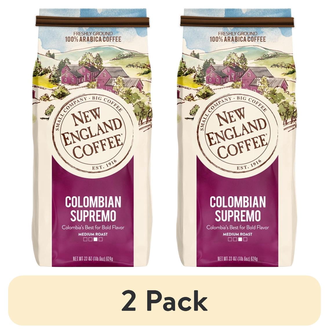 (2 pack) New England Coffee Colombian Supremo Ground Coffee, 22 oz