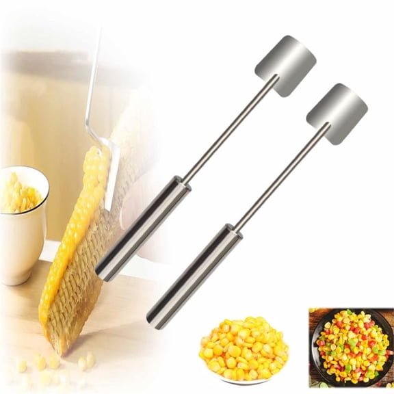2 pack New Magic Corn Peelers, Long Handle Stainless Steel Corn Stripping Tool, Corn Stripper Corn Cob Stripper Tool, Stainless Steel Corn Thresher with Ergonomic Handle, Kitchen Gadget