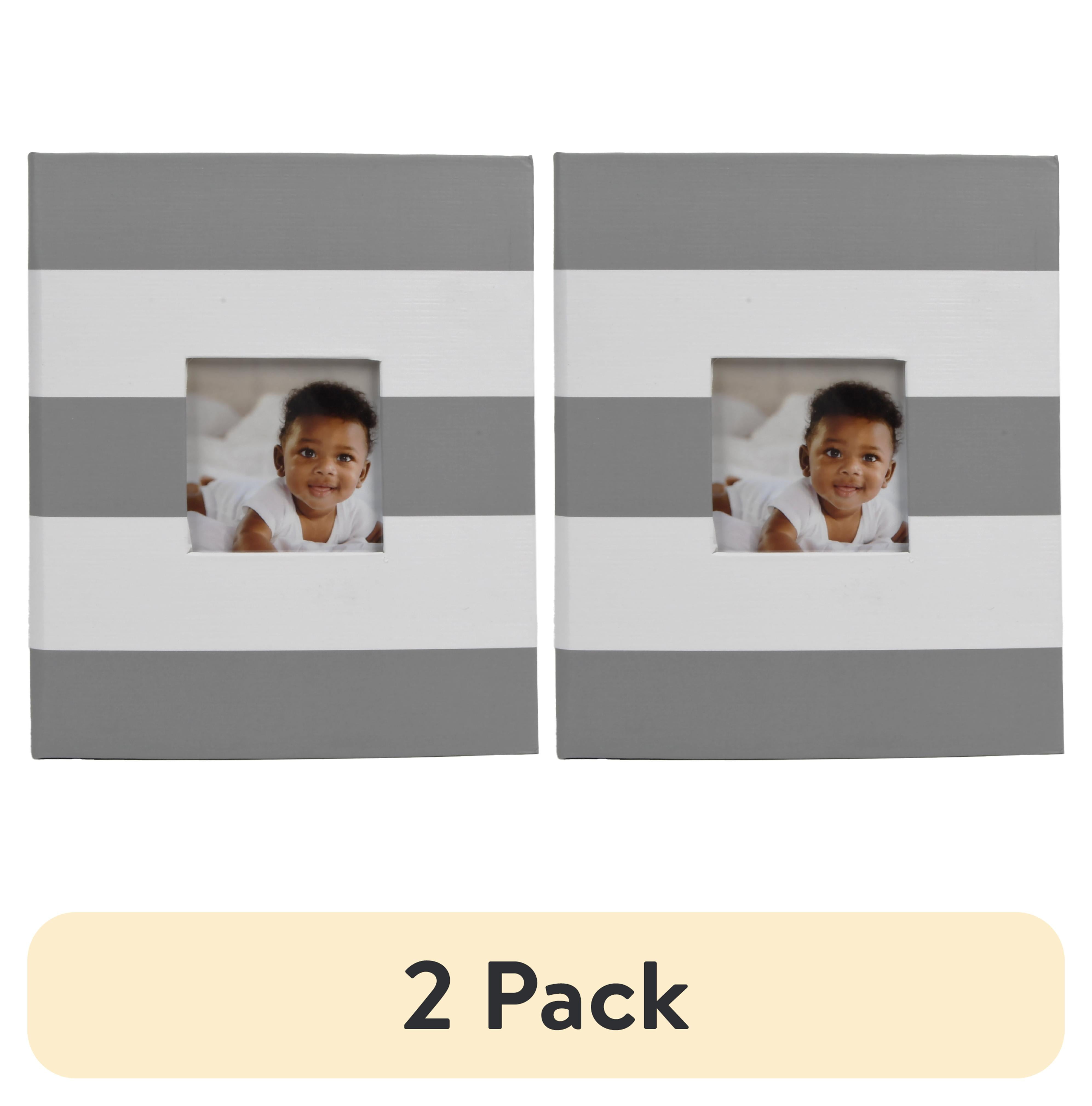 (2 pack) New View Gifts Grey Stripe Photo Album with Framed Front, Holds 208 4"x6" Photos