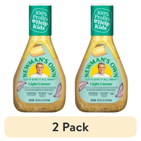 (2 pack) Newman's Own Light Caesar Dressing, 16.0 FL OZ, Pack of 2, Bundled with Bamboo Chopsticks