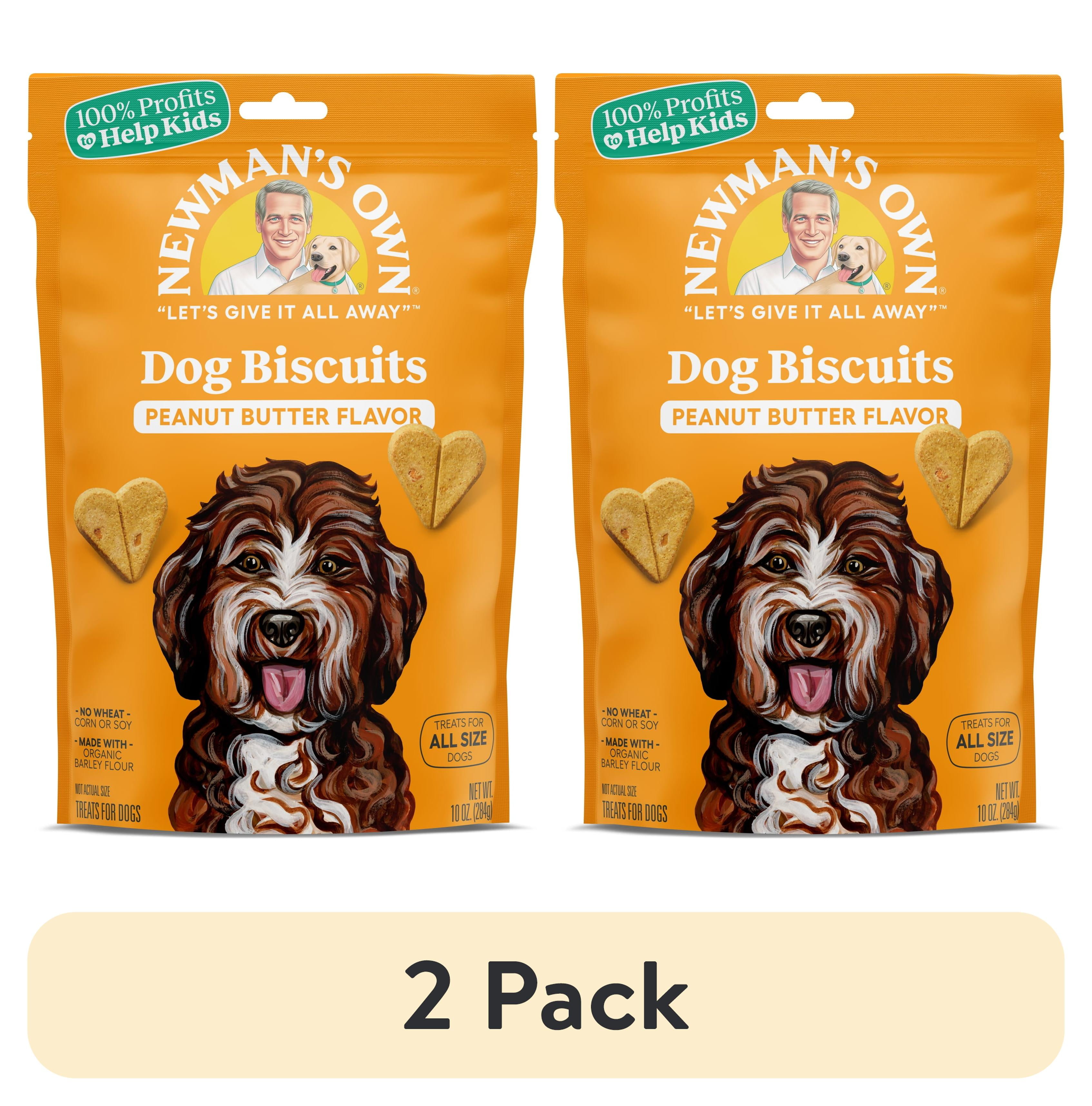 (2 pack) Newman's Own Peanut Butter Dog Biscuits - Oven Baked Crunchy Dog Treats, 10 oz Bag
