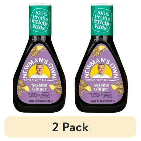 (2 pack) Newman's Own Sesame Ginger Salad Dressing, 16 oz Bottle, Pack of 2