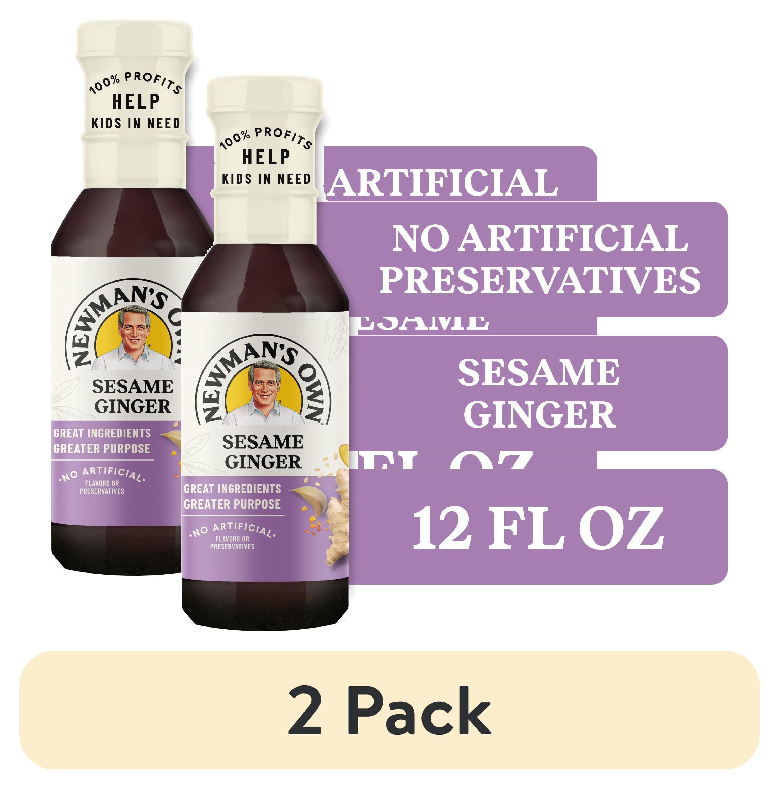 (2 pack) Newman's Own Sesame Ginger Salad Dressing, Marinade, and Finishing Sauce, 12 fl oz