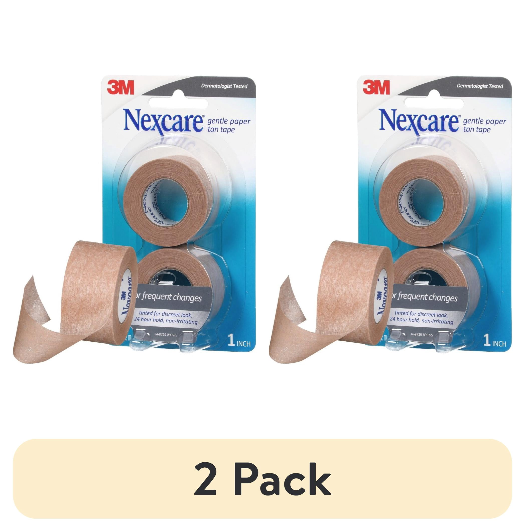 (2 pack) Nexcare Gentle Paper First Aid Tape, Tan, 1 in x 10 yds, 2 Rolls