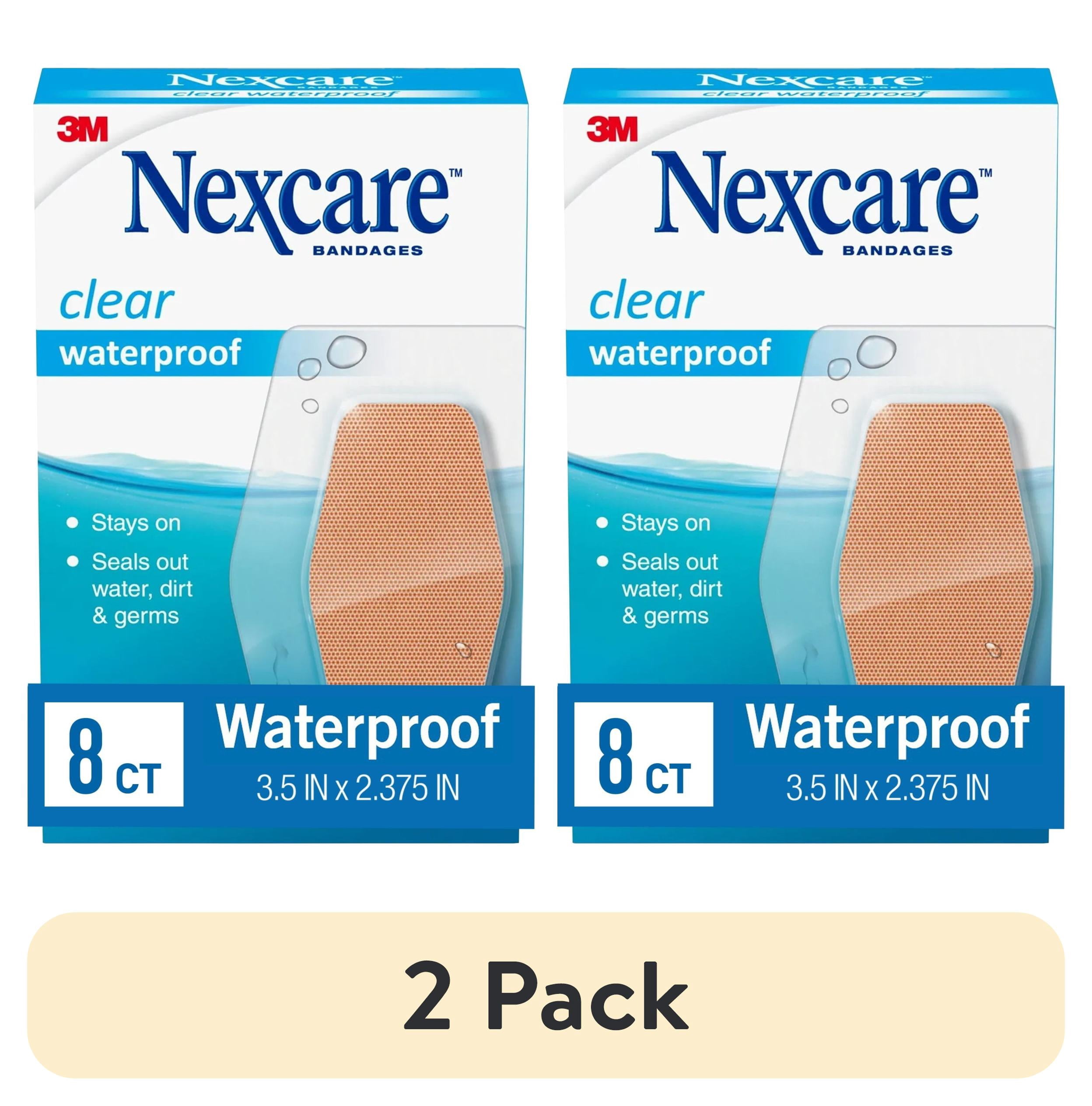 (2 pack) Nexcare Waterproof Clear Bandages, Knee and Elbow, 8 Count