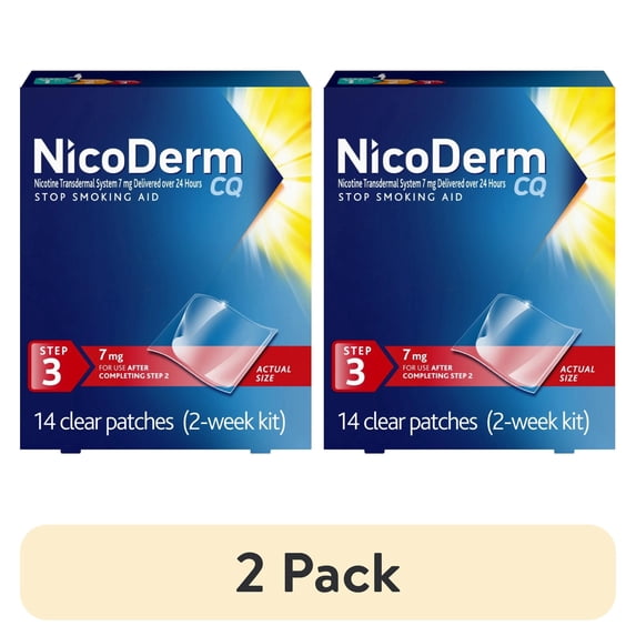 (2 pack) Nicoderm CQ Nicotine Patches to Help Stop Smoking, 7Mg, Step 3 - 14 Count