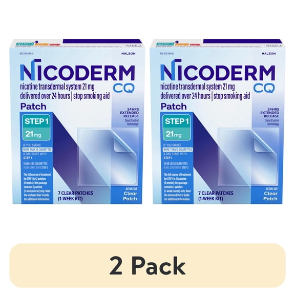 (2 pack) Nicoderm CQ Step 1 Extended Release Nicotine Patches to Stop Smoking, 21 Mg, 7 Count
