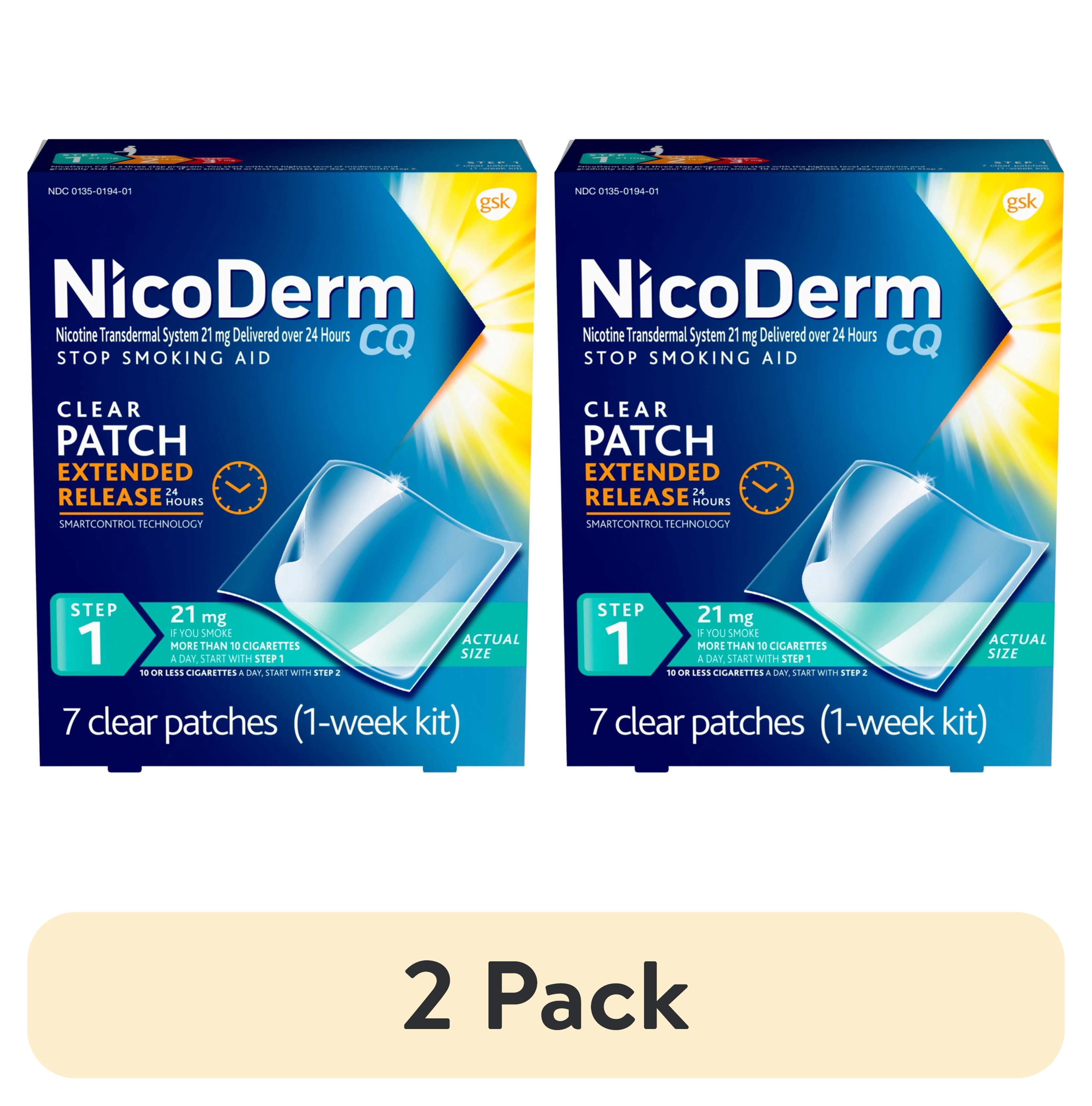 (2 pack) Nicoderm CQ Step 1 Extended Release Nicotine Patches to Stop Smoking, 21 Mg, 7 Count