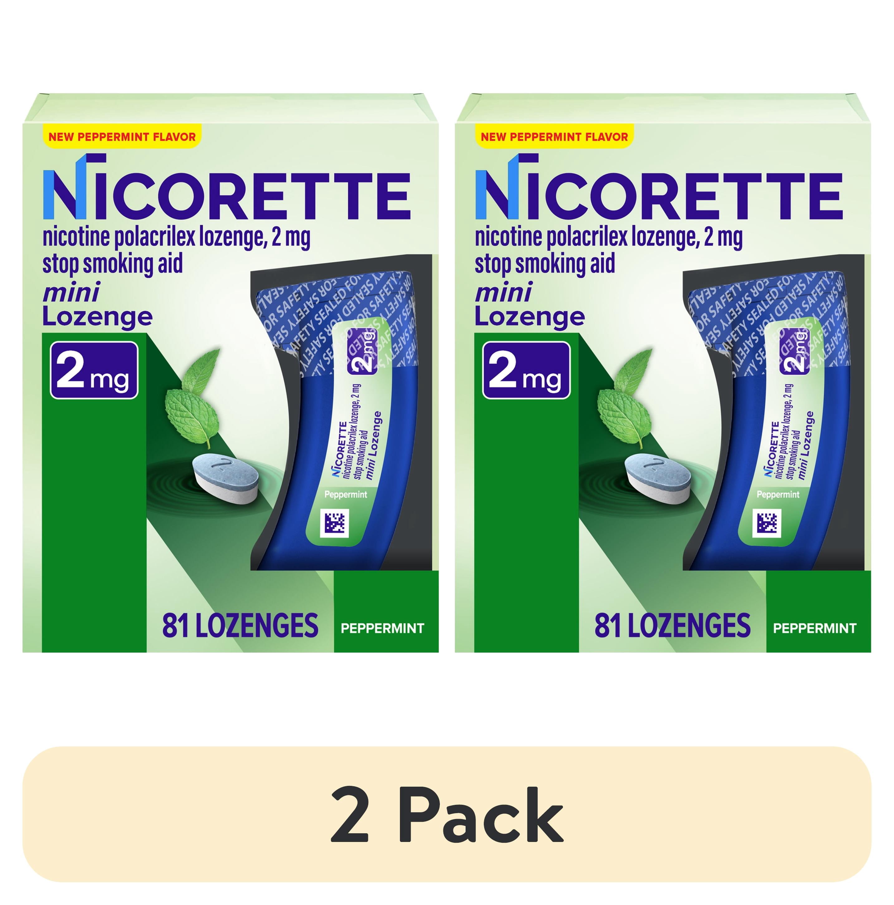 (2 pack) Nicorette Mini Nicotine Lozenges, 2 Mg Stop-Smoking Aid, Peppermint Flavor, 81 Count